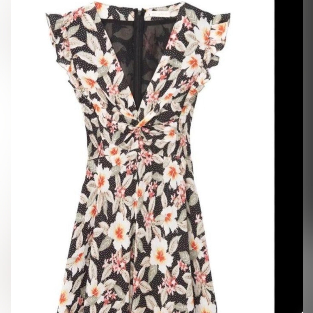 Rebecca Taylor Black Floral Kamea Fleur Silk Dress | Size 4